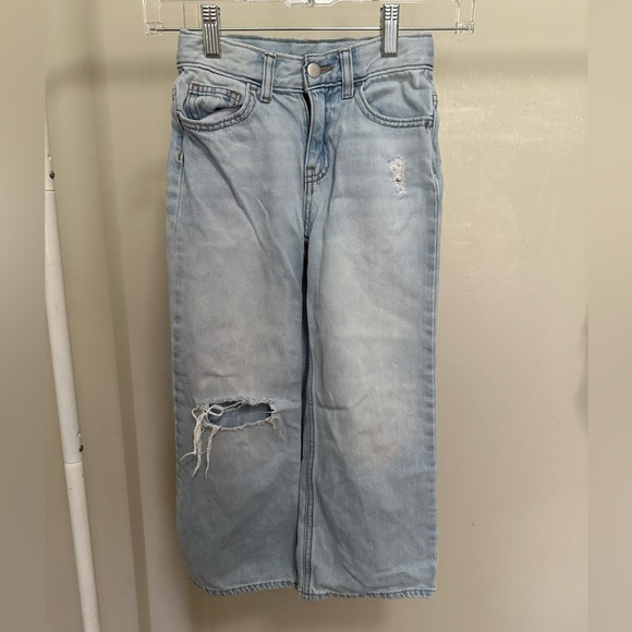 wonder nation Other - Wonder Nation Girls Light Wash Wide Leg Minimal Distressed Denim Jeans size 7